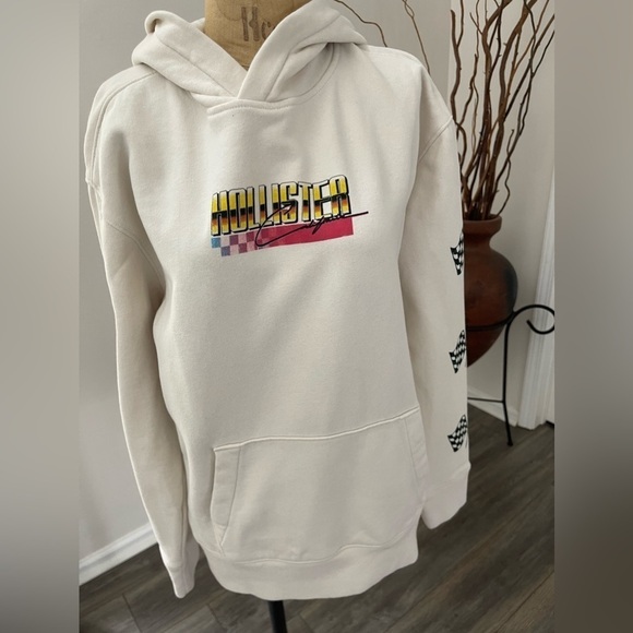 Hollister Womens Size M Hoodie Raceway Cotton Blend Long Sleeve Relaxed Fit Soft - Picture 1 of 7